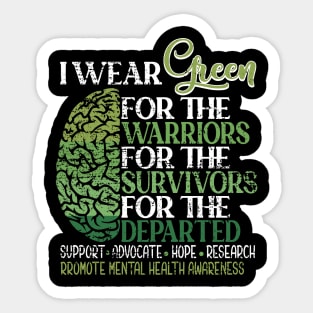 Mental Health Awareness Matters Support I Wear Green Warrior Sticker
